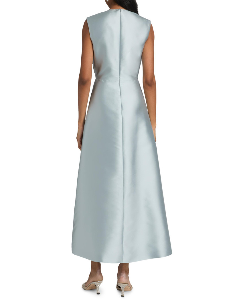 Women's Embroidered Piqué Cocktail Dress - Powder Blue Gold 5