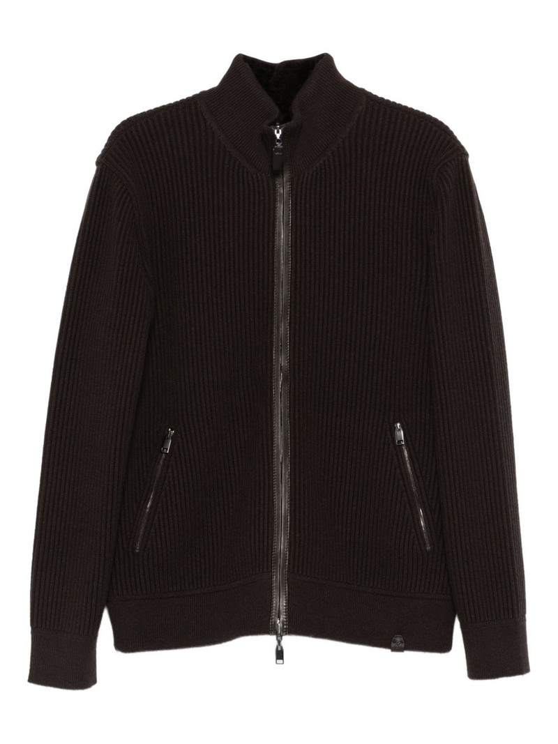 zip-fastening ribbed cardigan 1