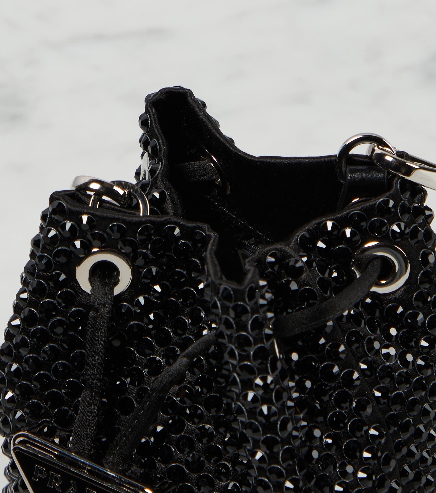 Mini embellished satin bucket bag - 3