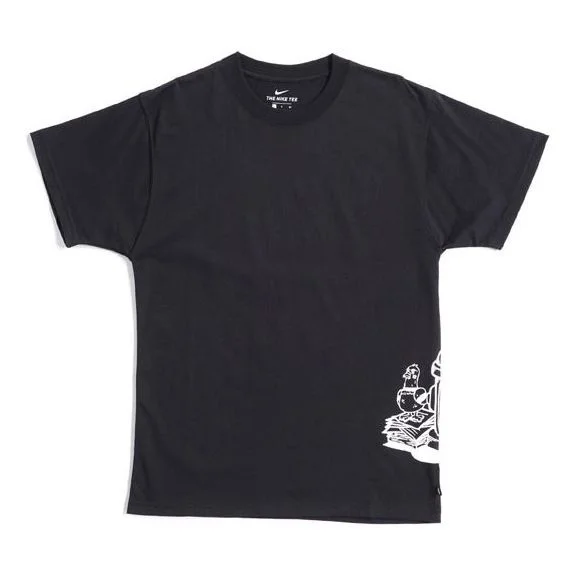 Nike SB 만화 인쇄 스케이트보드 짧은 소매 검정 CU0299-010 - 1