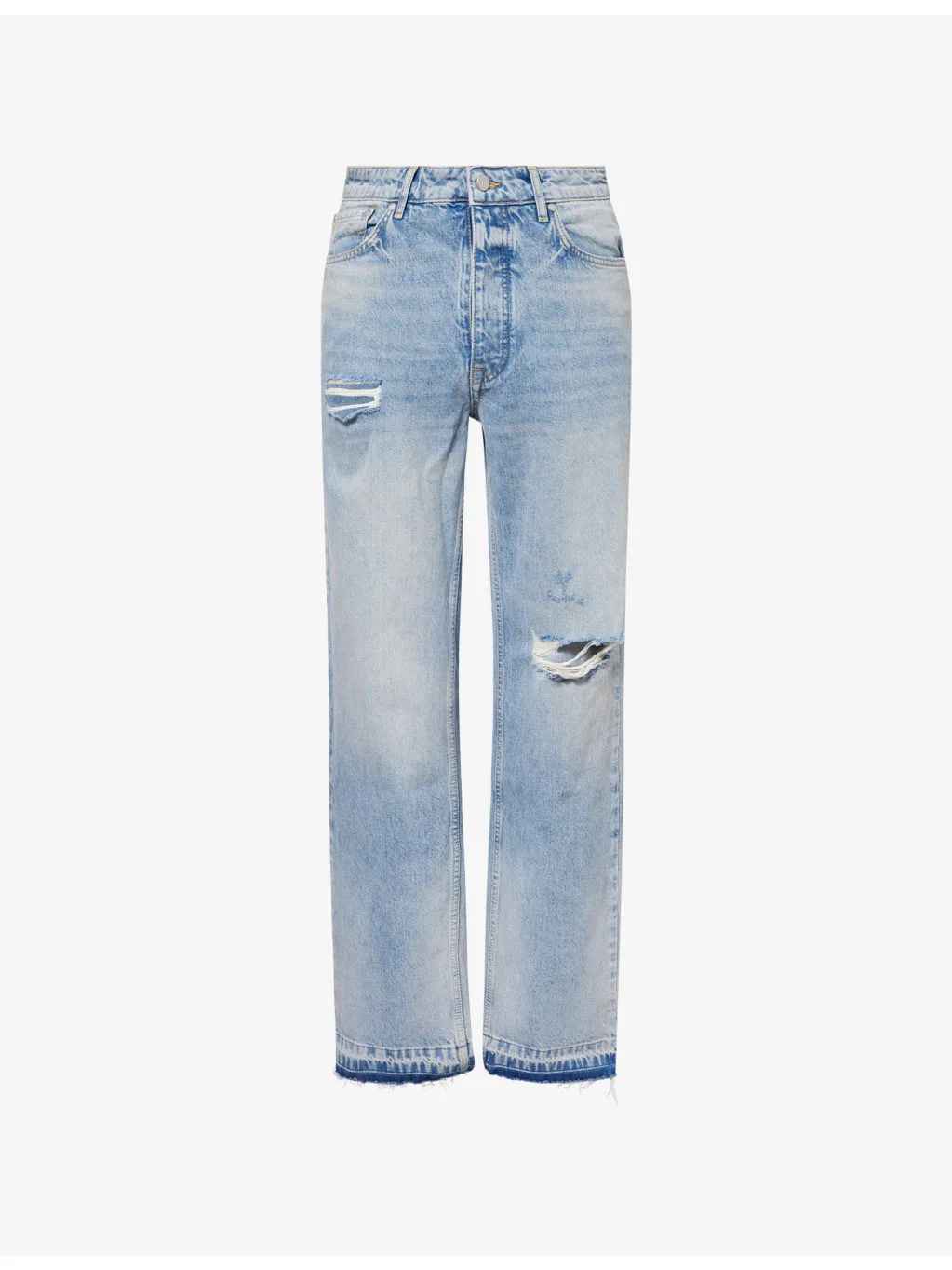 Heaton Distressed Straight-Leg Denim Jeans - 1