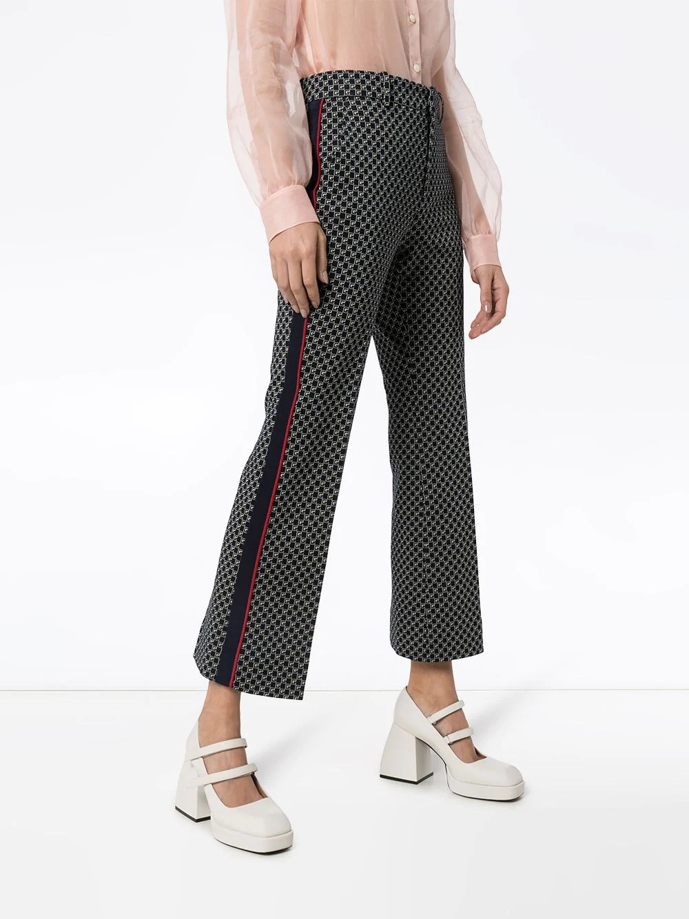 GG-print cropped flared trousers - 3