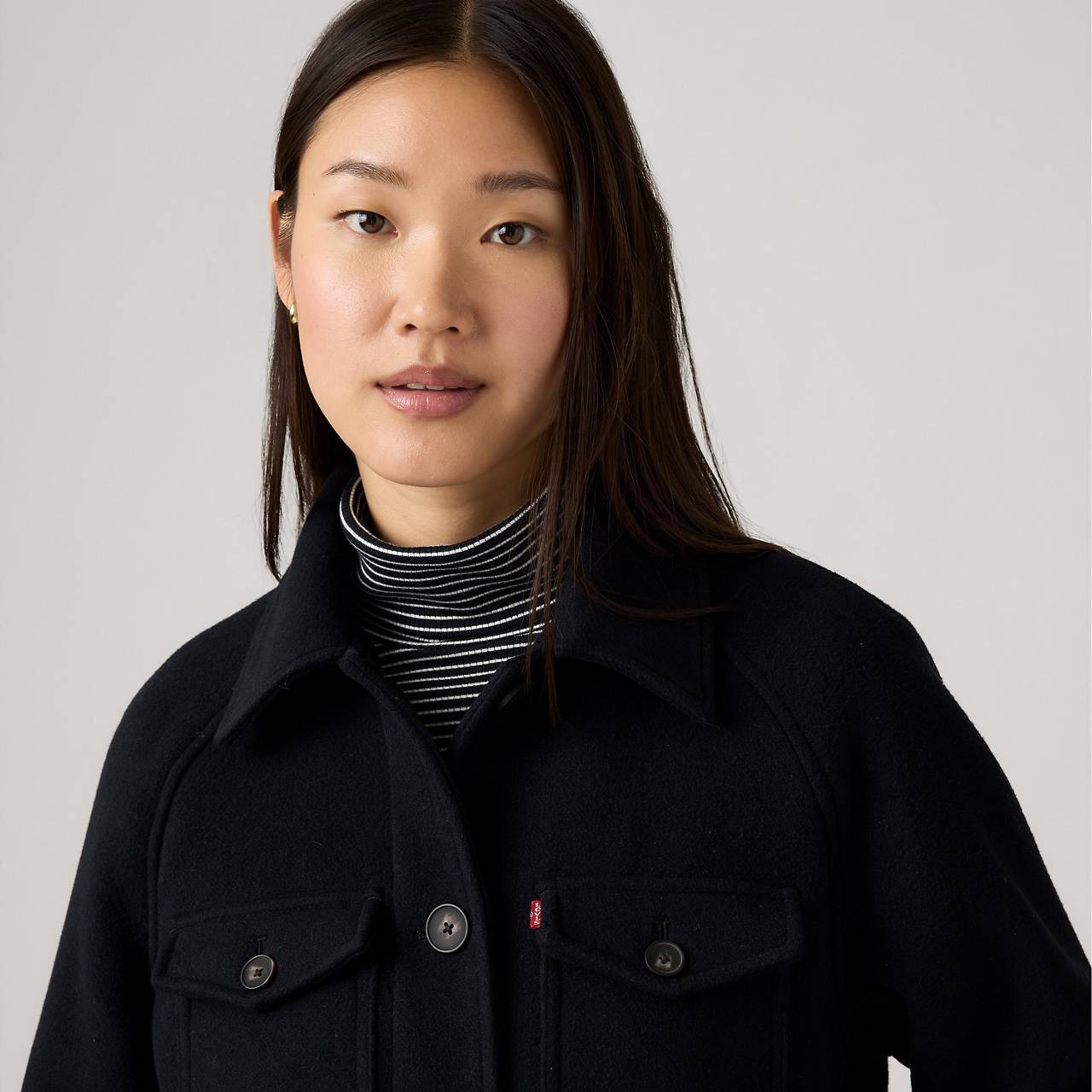 WOOL BLEND RAGLAN SLEEVE SHIRT JACKET - 4