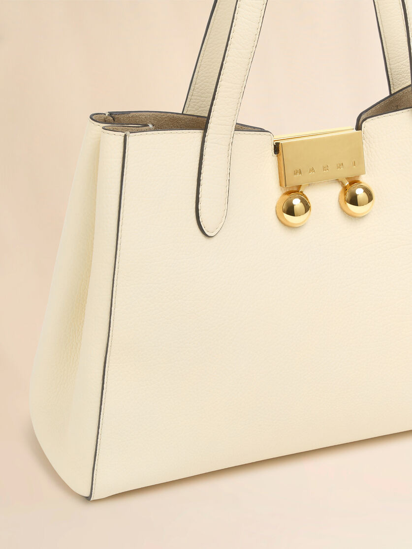 CREAM LEATHER TRUNKAROO TOTE HANDBAG - 4