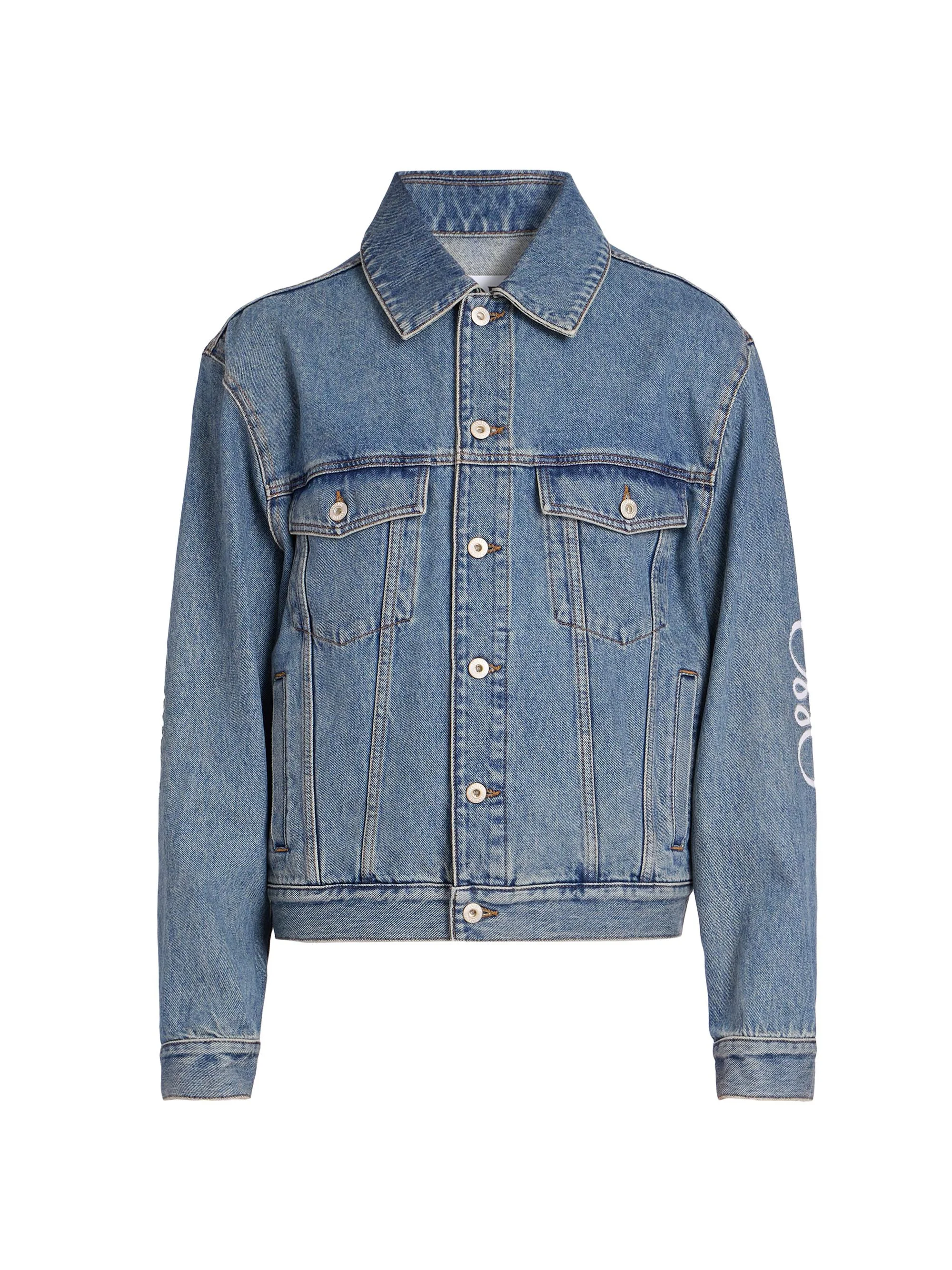 Men's Anagram Logo Denim Jacket - Medium Blue Denim - 1