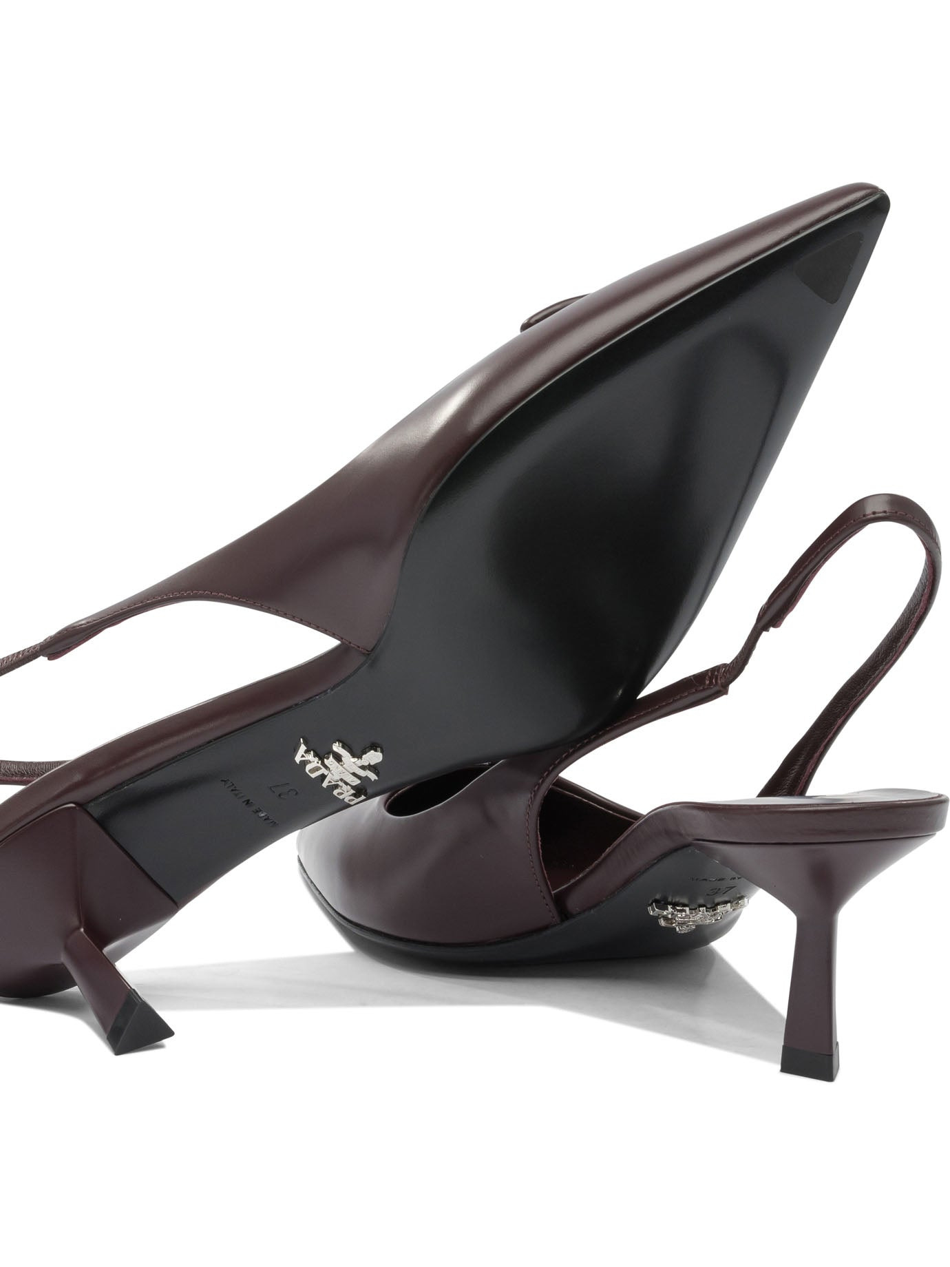 Prada Brushed Leather Slingback Pumps - 5