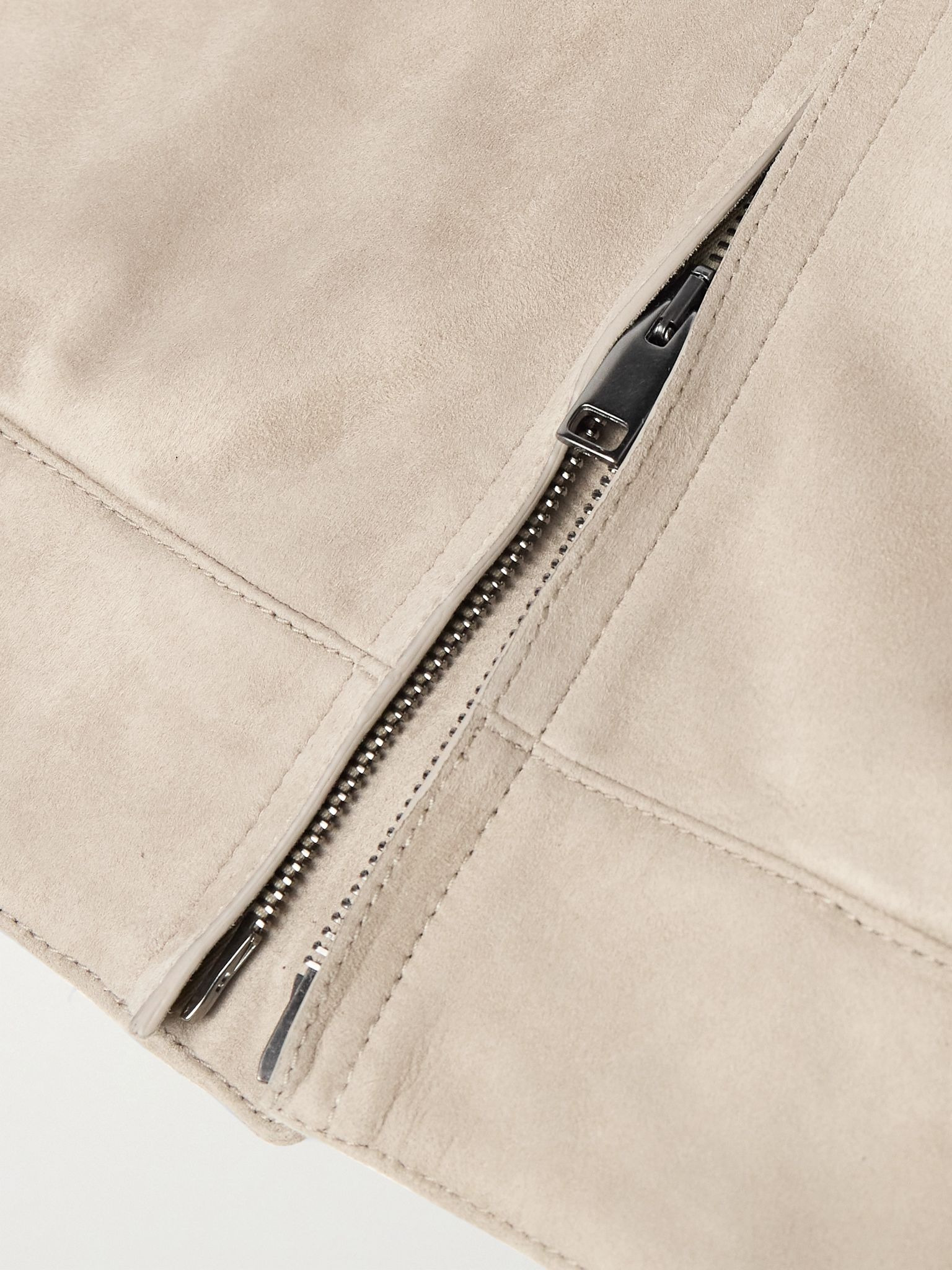 Suede Blouson Jacket Beige - 6