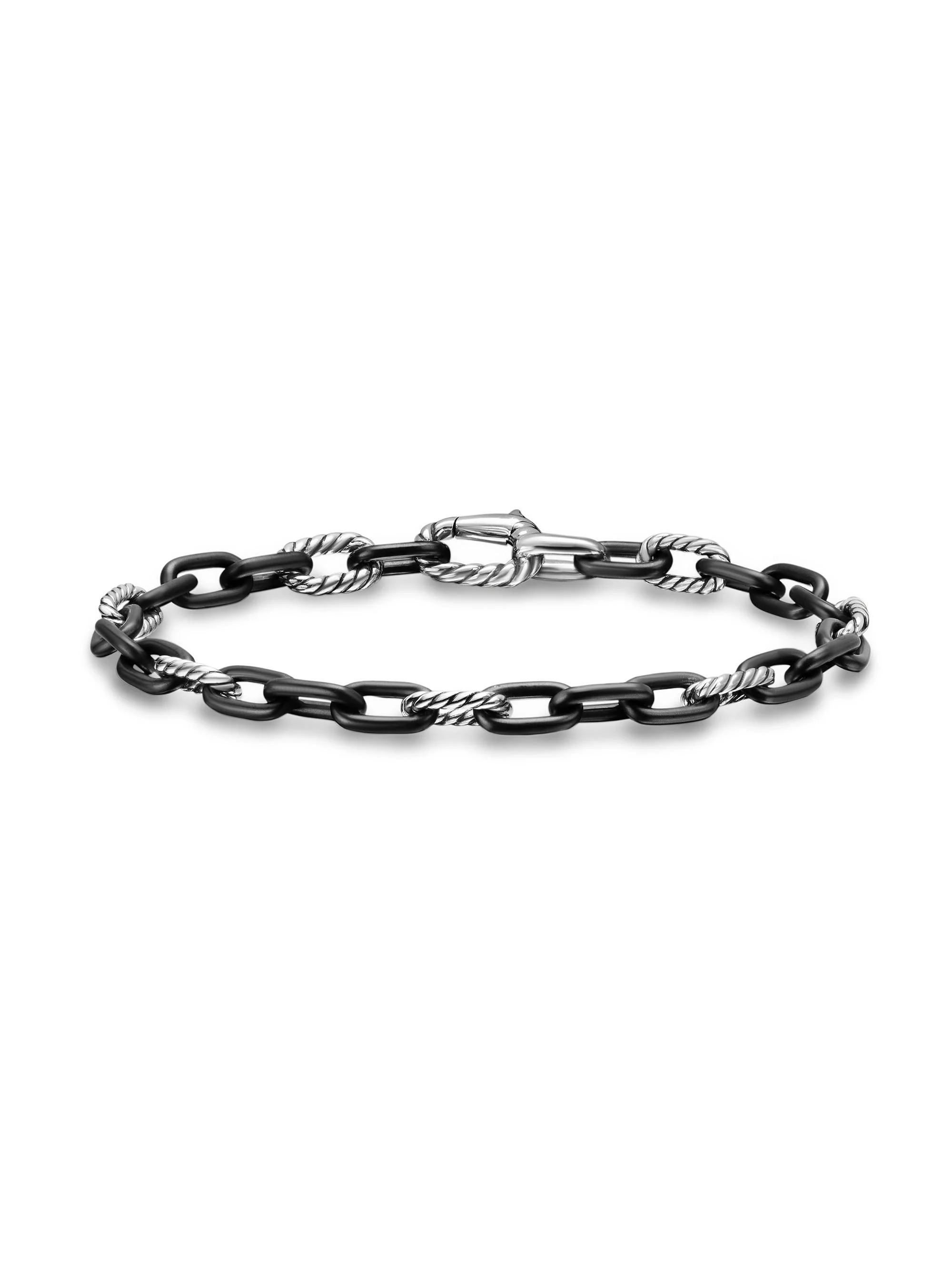 Men's DY Madison Chain Bracelet in Black Titanium - Silver Black - 1