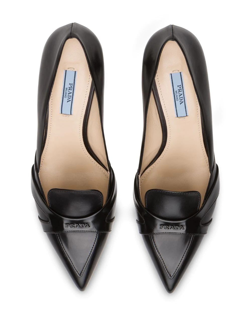 brushed leather pointy toe pumps - 4