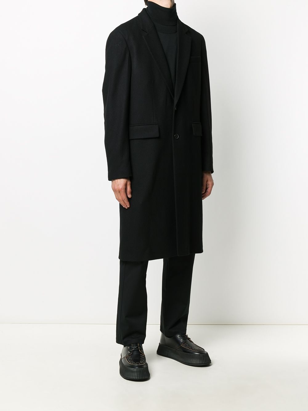 single-breasted wool coat - 3