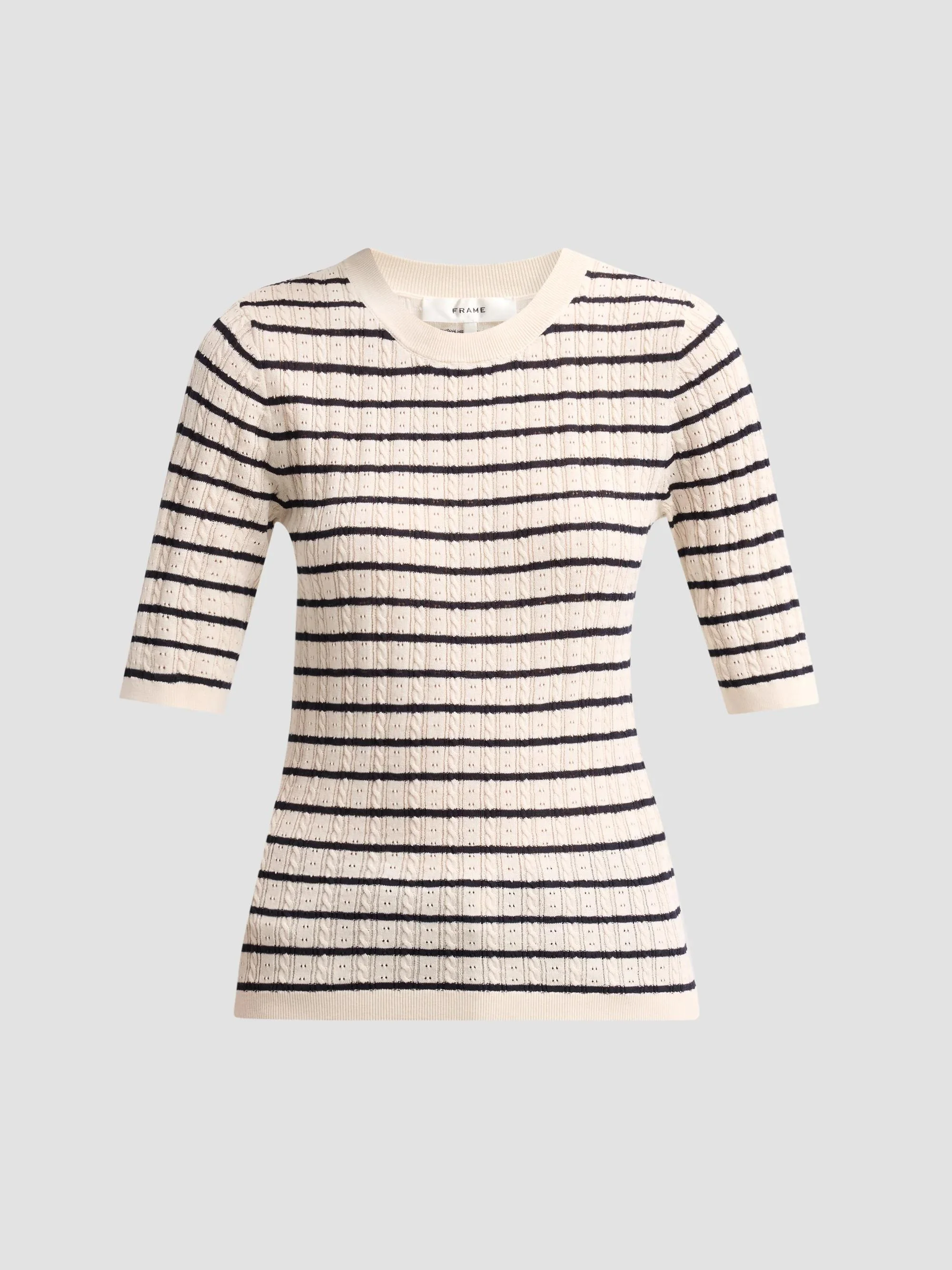 Women's The Stripe Pointelle-Knit Top - Cream Stripe - 1