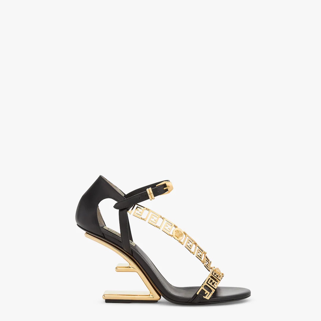 Fendace black leather high-heeled sandals - 1