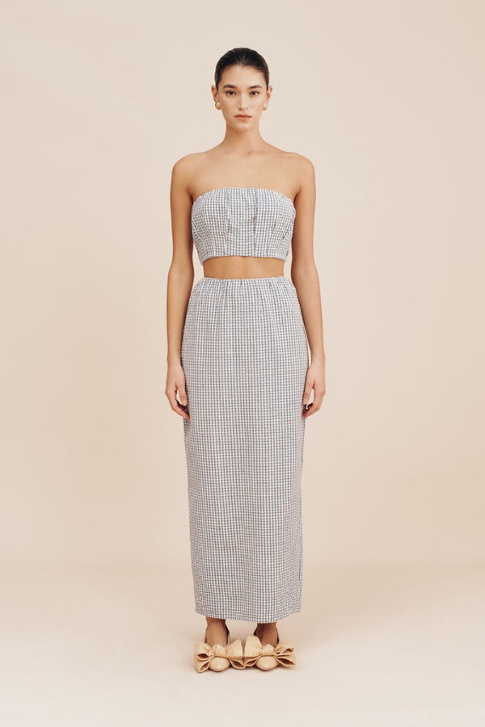 Mira Strapless Crop Top Gingham - 2