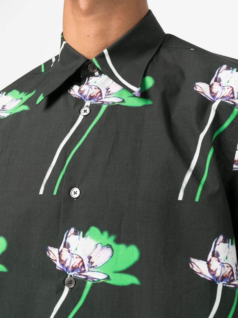 floral-print point-collar shirt - 5