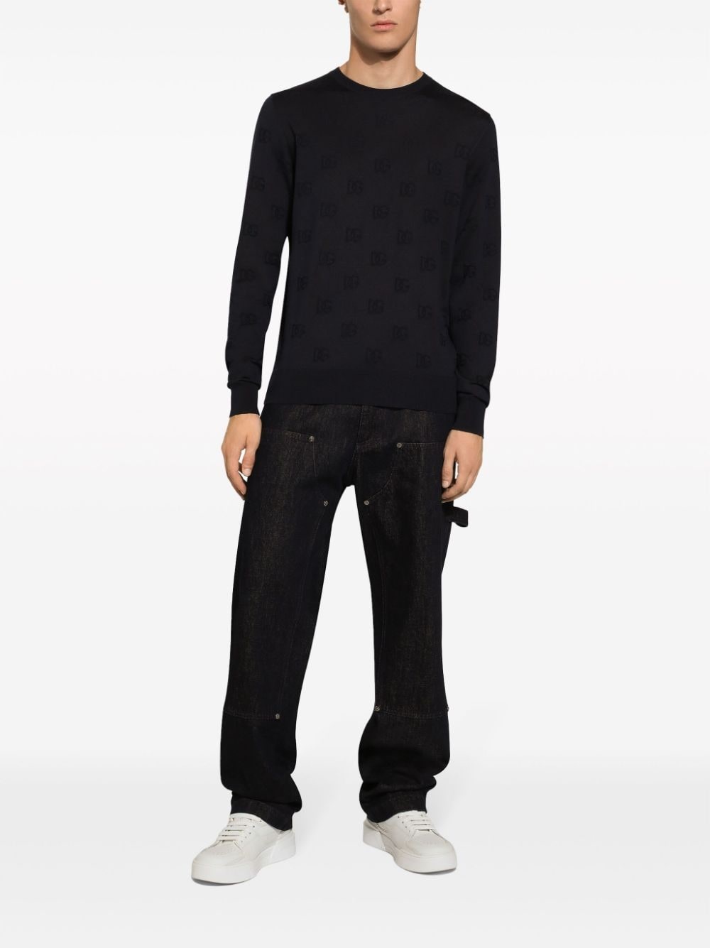 logo intarsia-knit silk jumper - 3