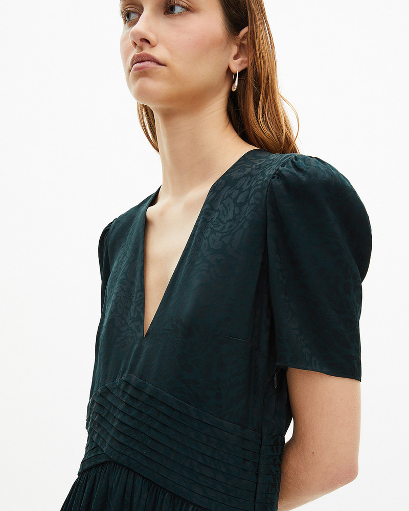 DARK GREEN LEOPARD JACQUARD MAXI DRESS 5