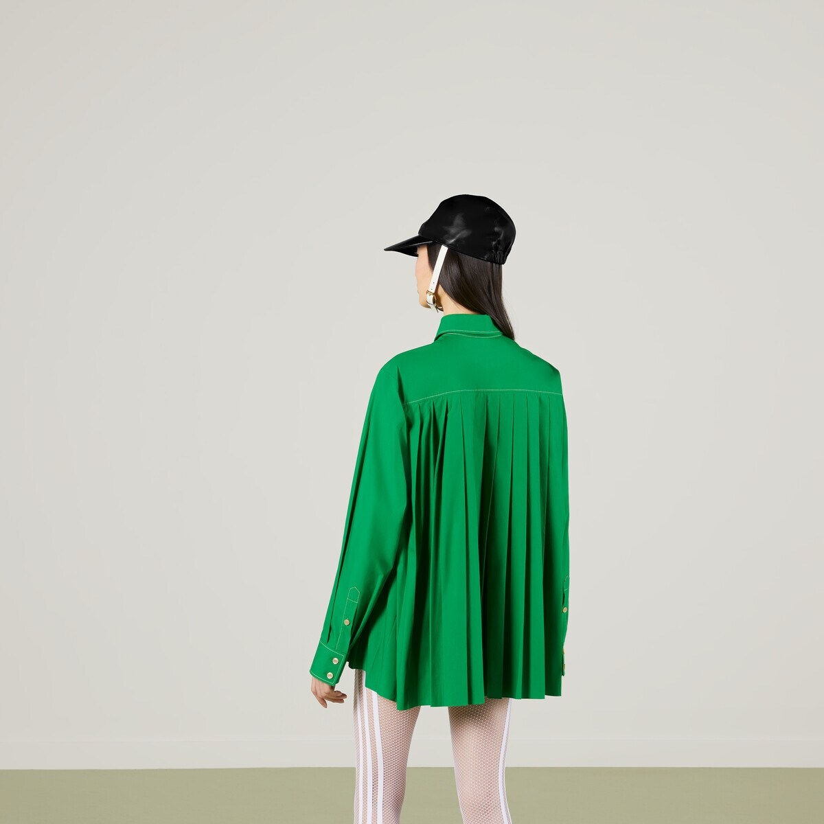 adidas x Gucci pleated cotton shirt - 8