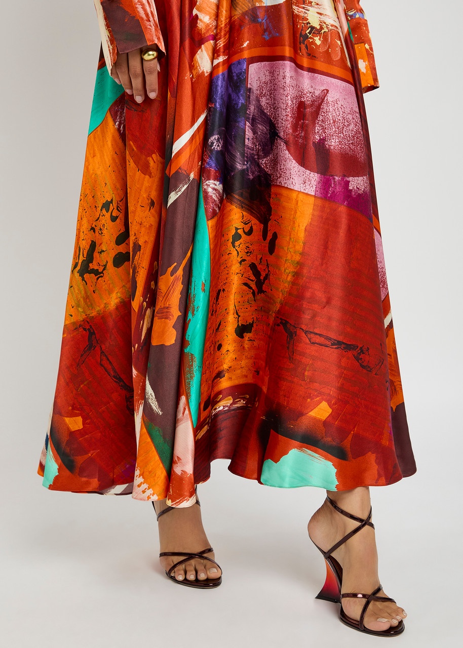 Roksanda Ameera Printed Satin Midi Skirt - 5