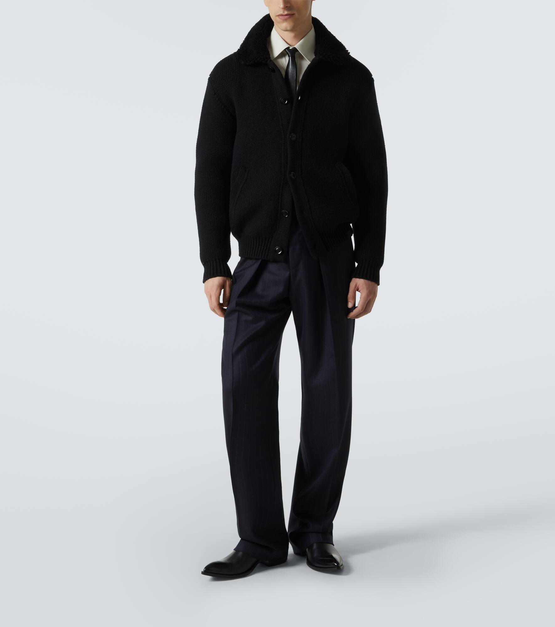 Shearling-trimmed cashmere cardigan - 2