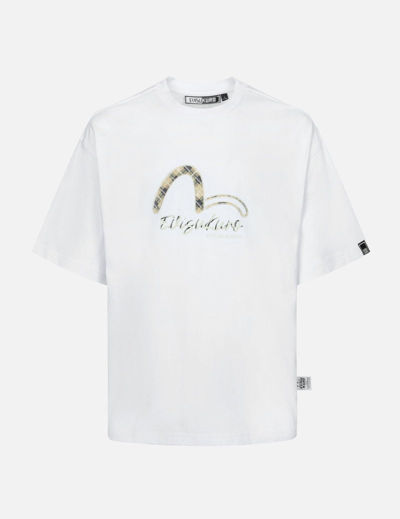 Paisley Check Insert Seagull Loose Fit T-shirt 1