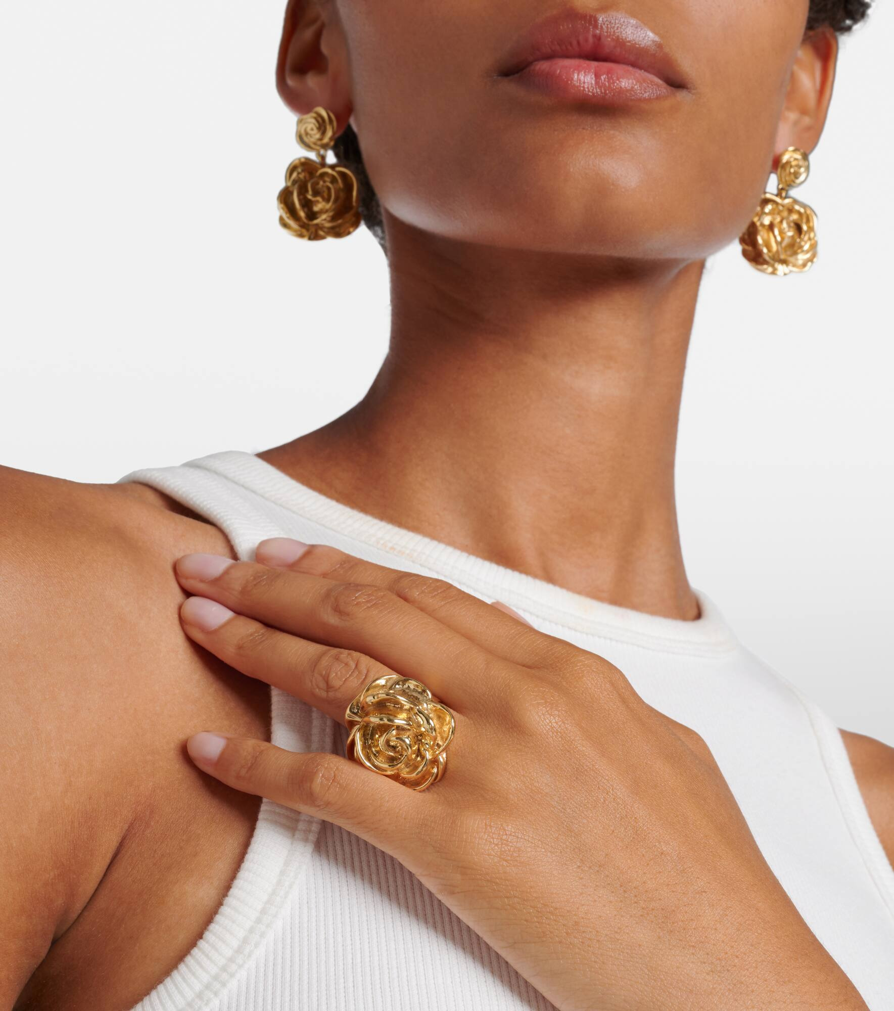 Floral gold-plated ring - 3