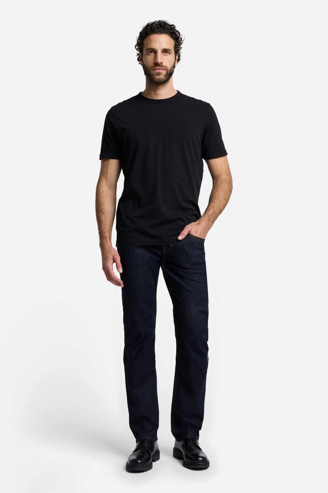 Featherweight Cotton Tee in Black - 1