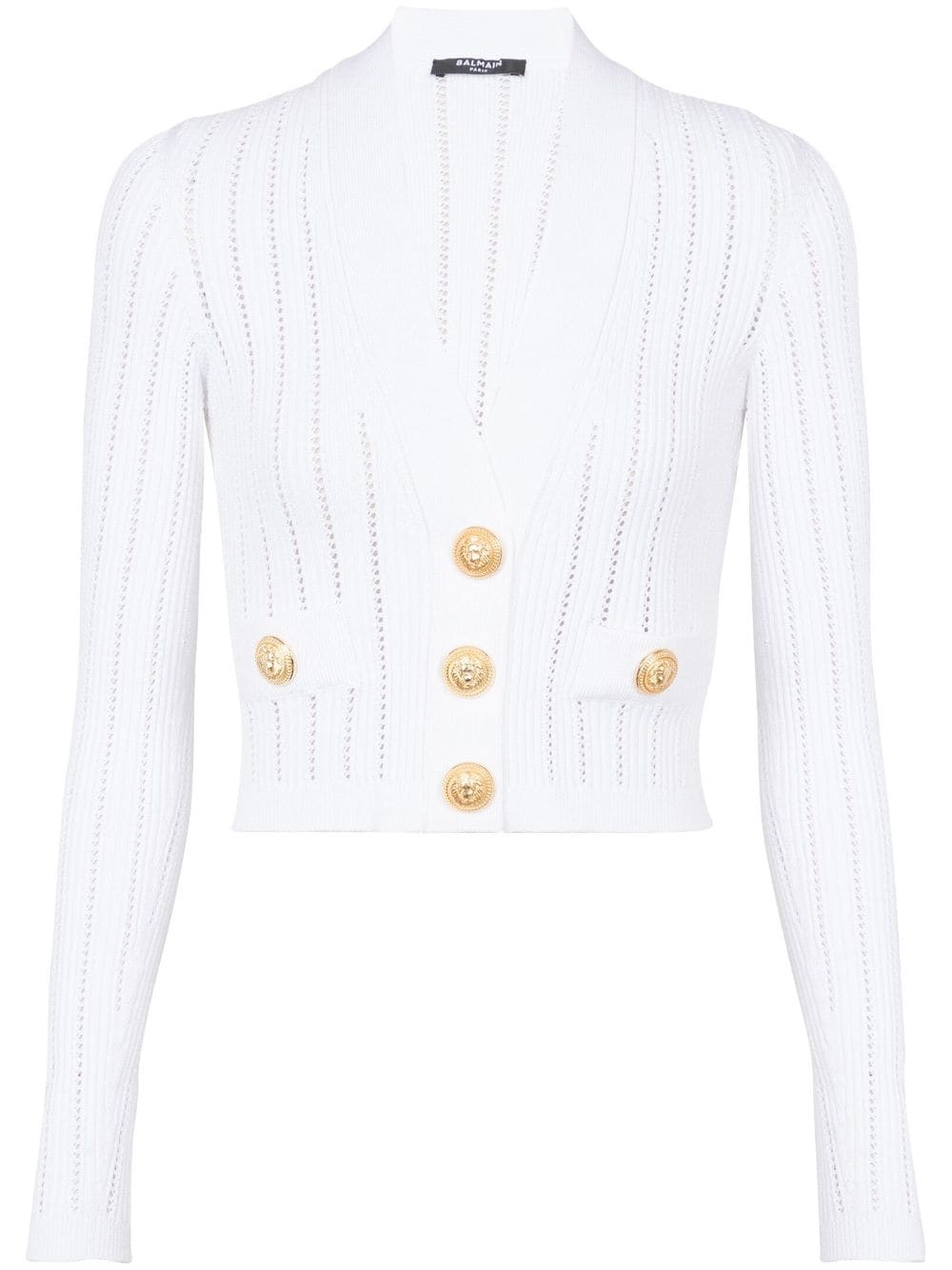 knitted V-neck cropped cardigan - 1
