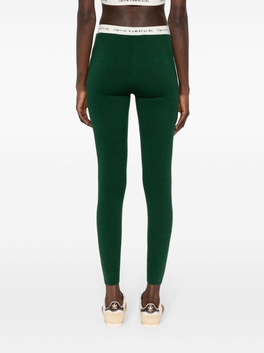 logo-waistband slip-on leggings - 4