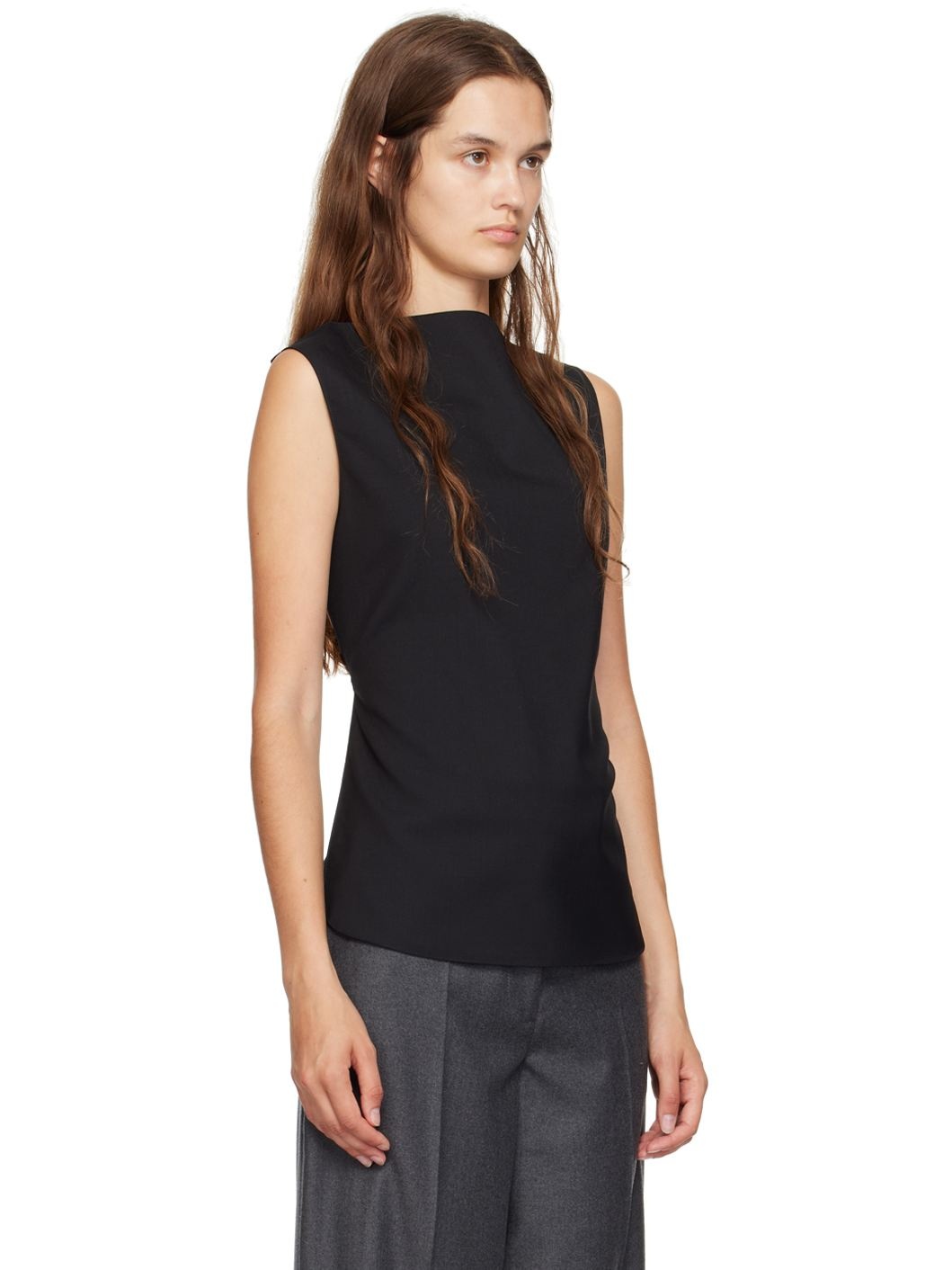 Black Open Back Tank Top - 2