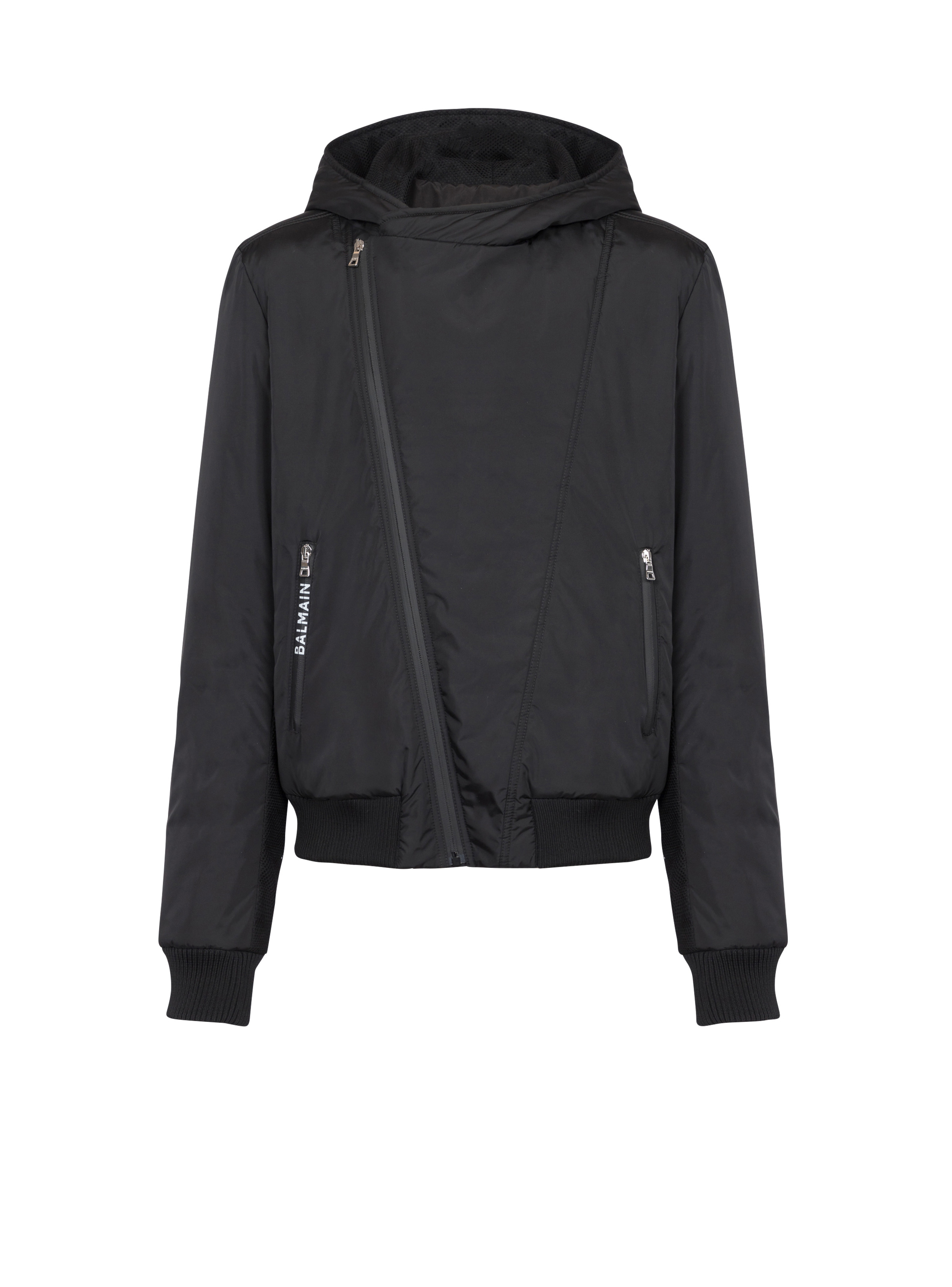 Zipped bomber jacket with nylon hood - 1