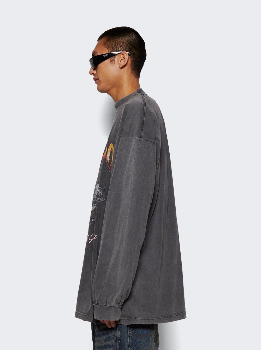 Long Sleeve Large Tee Super Faded Wash Black - 3