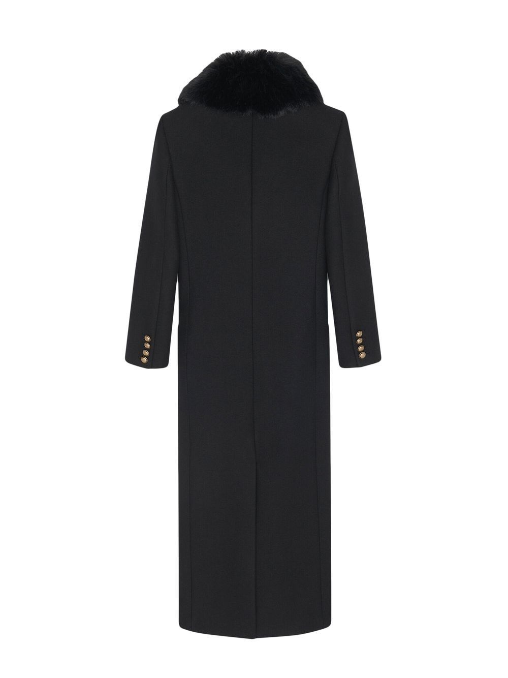 faux-fur trim double-breasted coat - 2