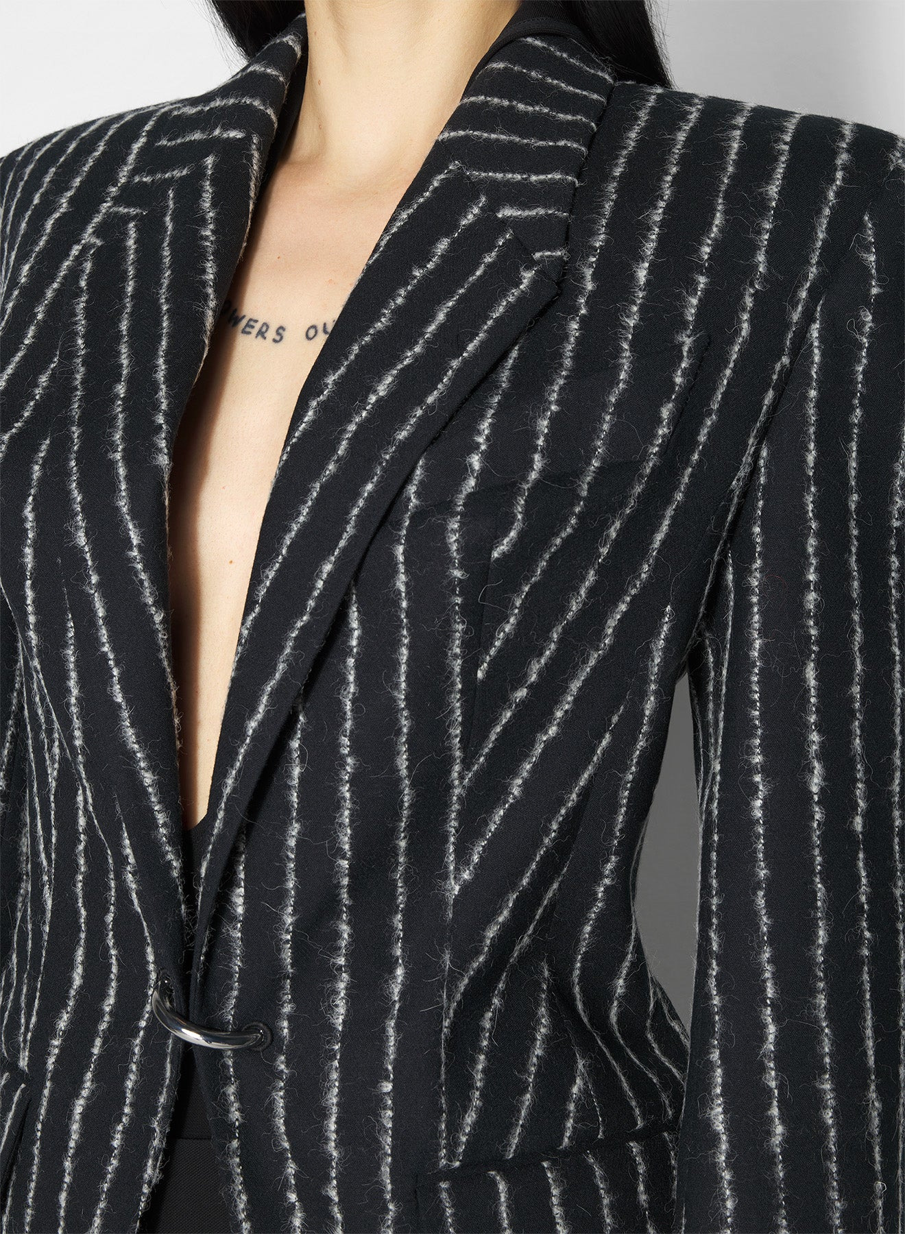 pinstripe wool pierced tailored jacket - 3