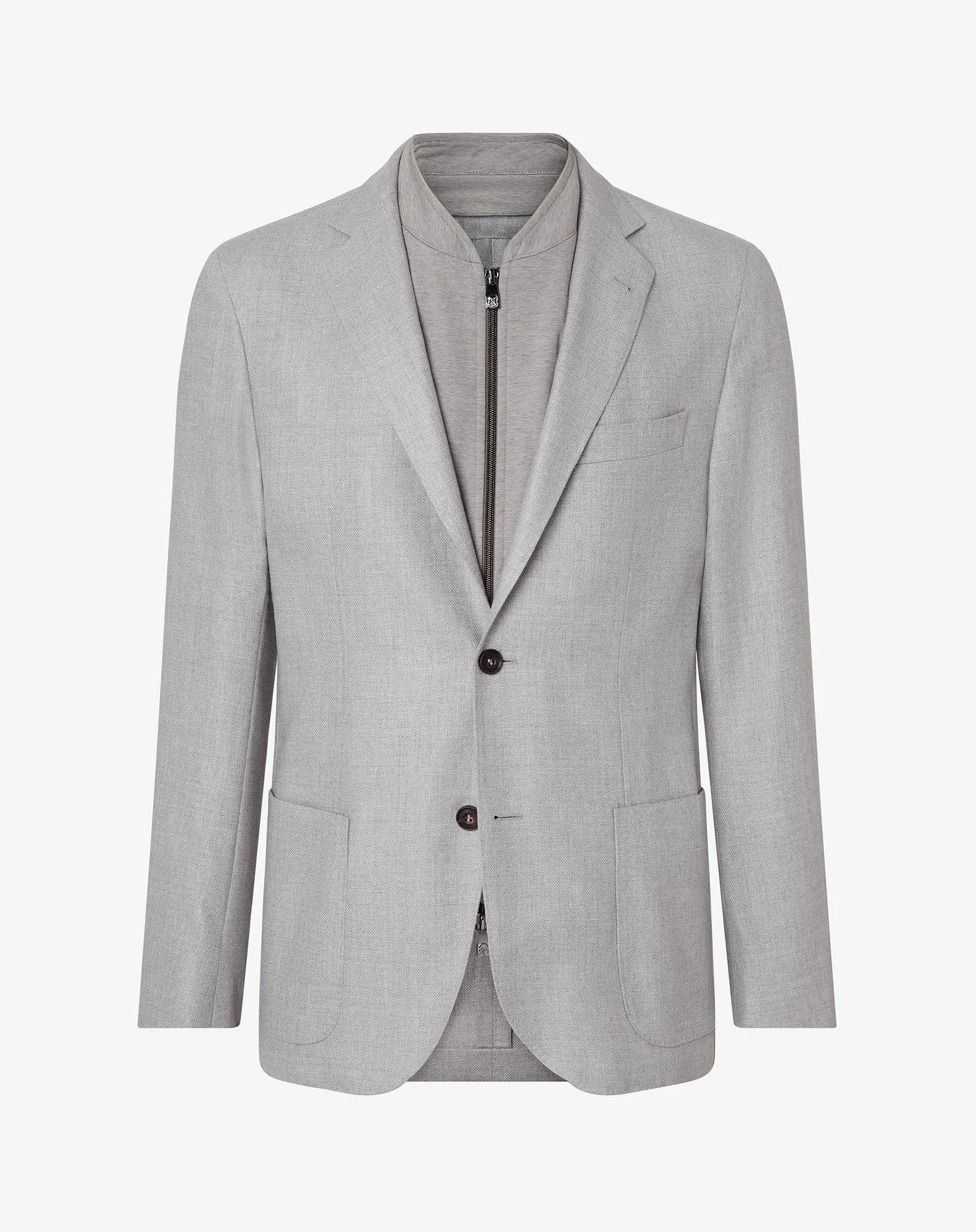 Grey silk and wool jacket with detachable inner vest - 1