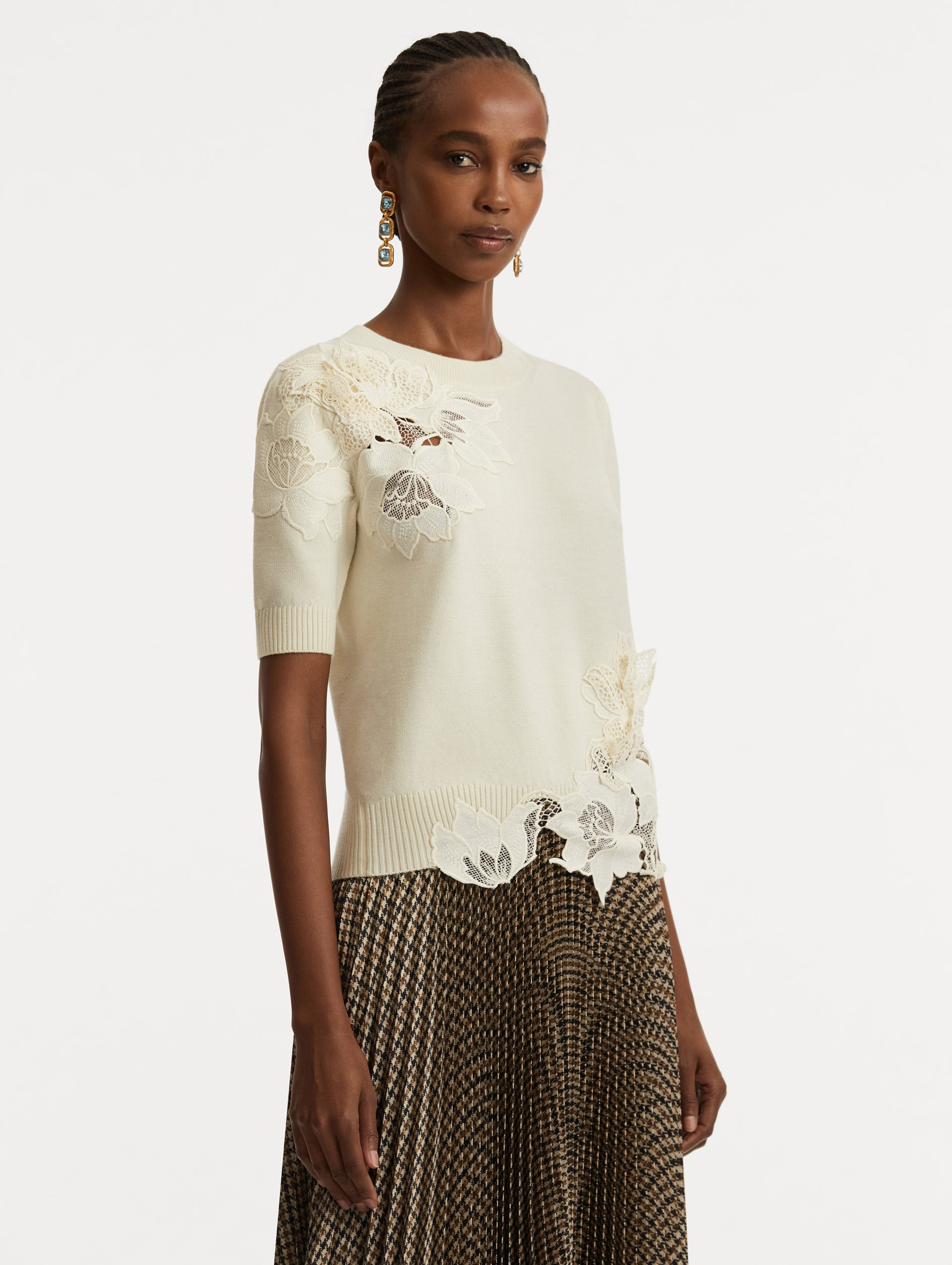 PEONY GUIPURE INSERT PULLOVER - 4