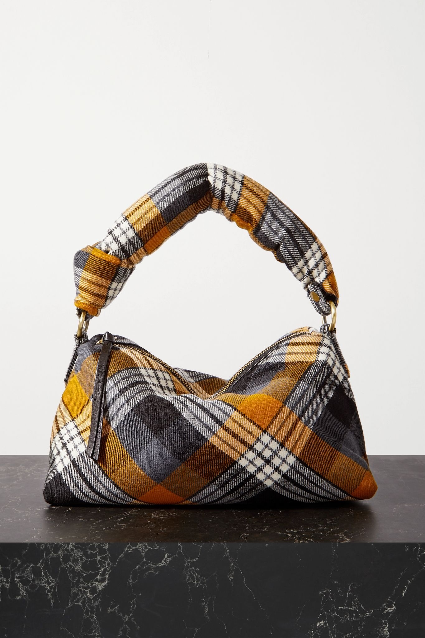 Pillow medium tartan wool-blend flannel tote - 1