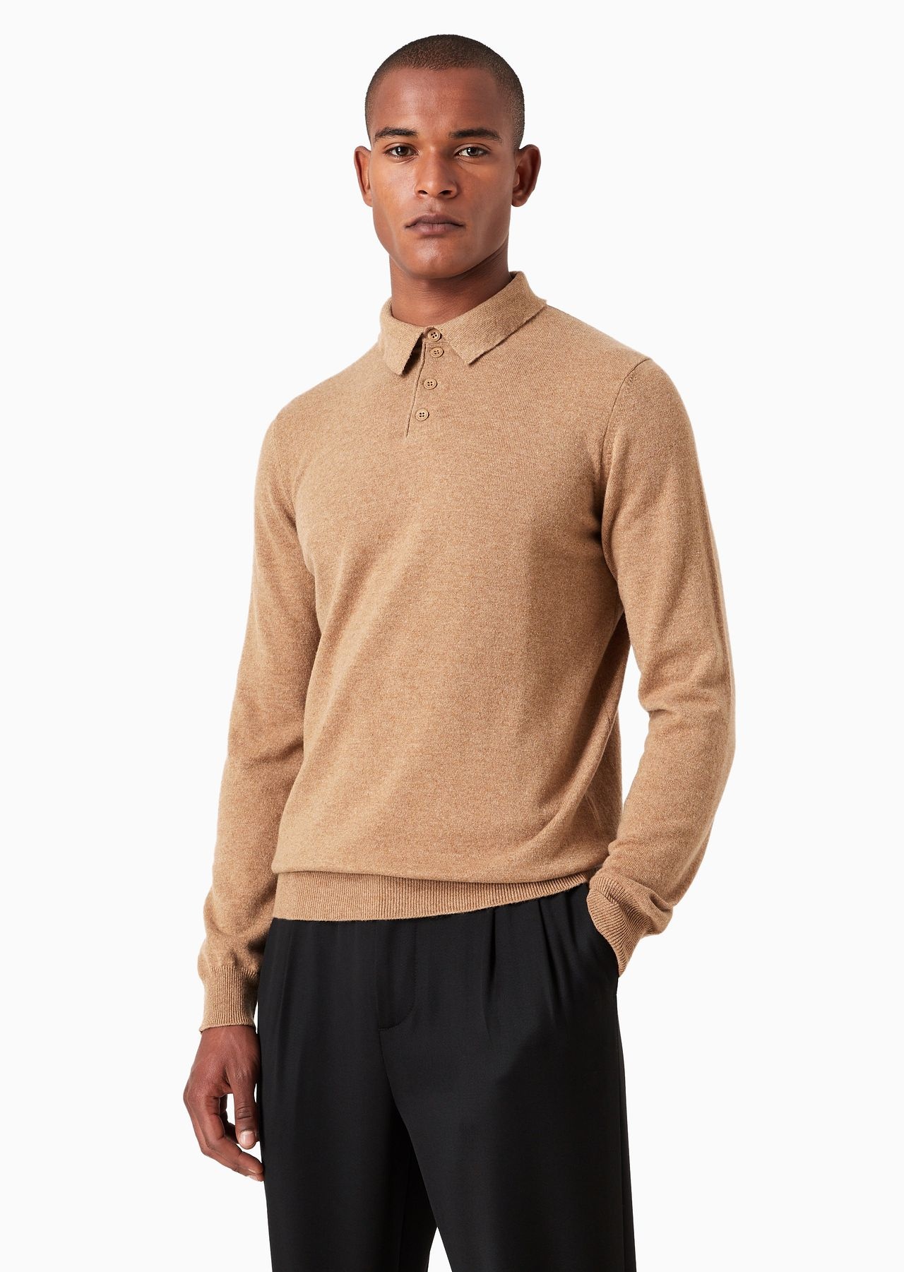 Long-sleeved, pure cashmere polo shirt - 2