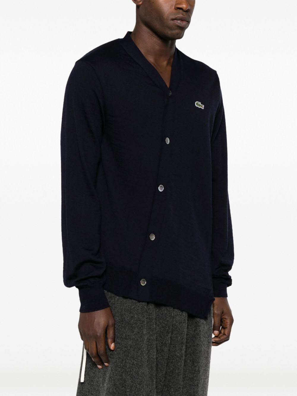 x Lacoste asymmetric wool cardigan - 3