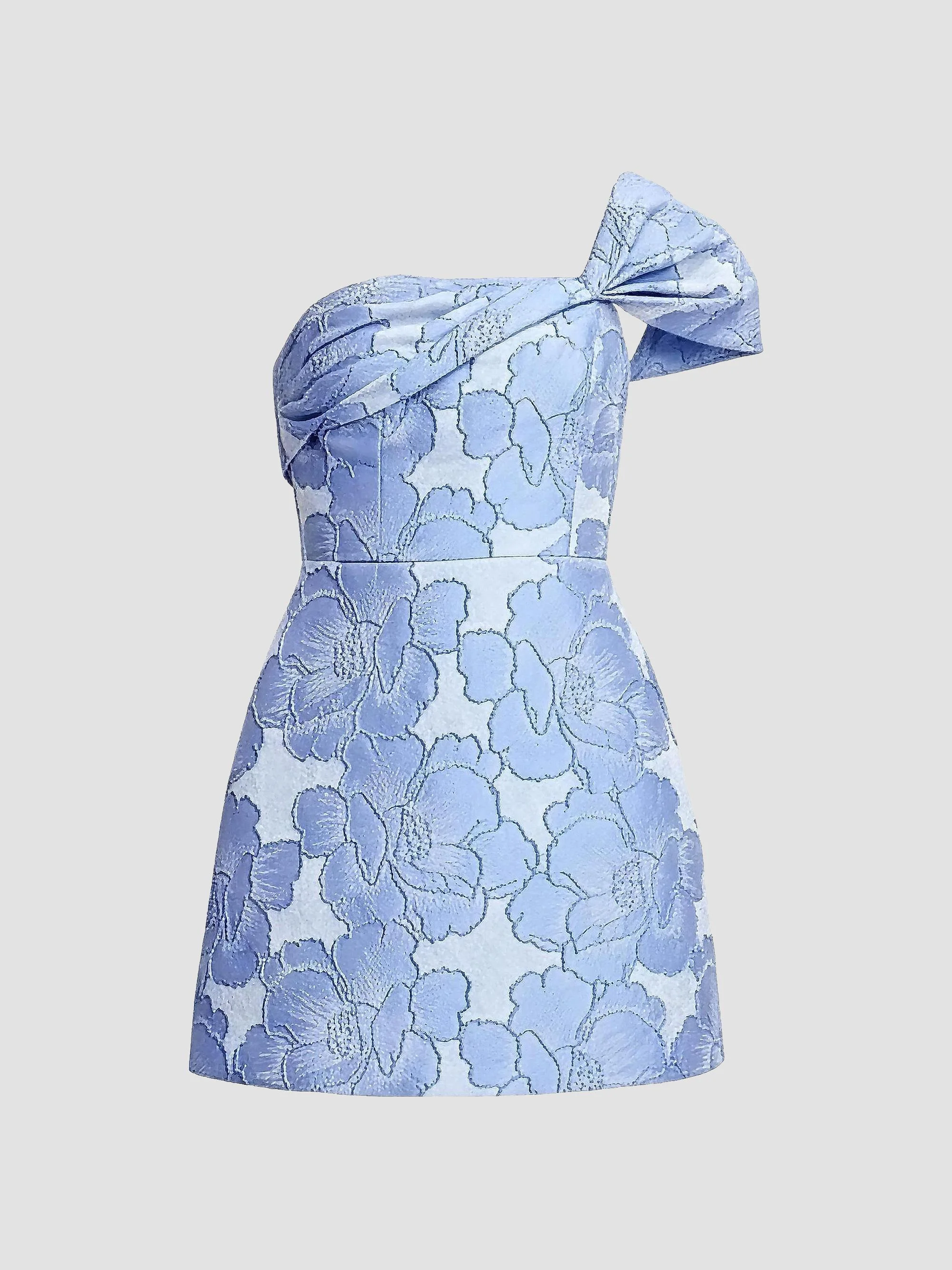 Women's Olive Floral Jacquard Cocktail Dress - Sky Multi - 1