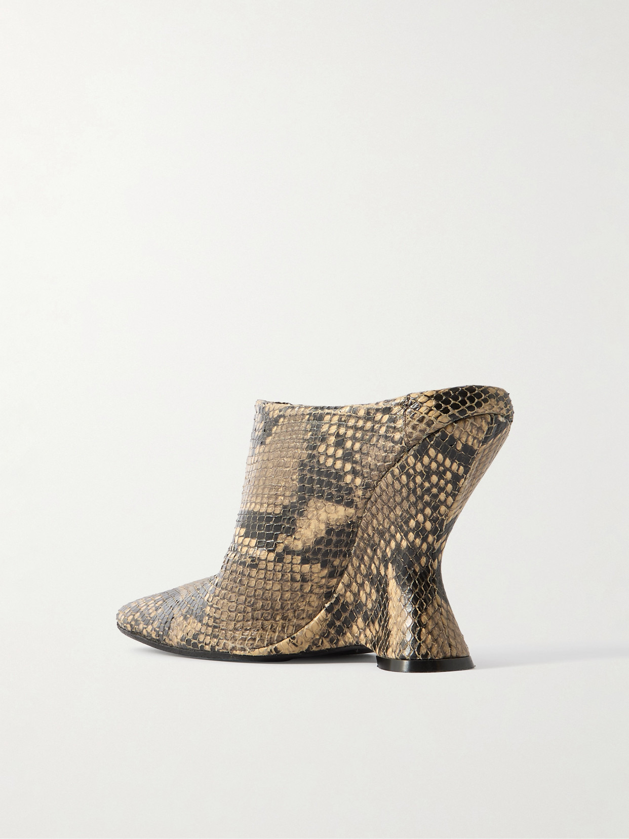 Snake-effect Leather Wedge Mules - 3