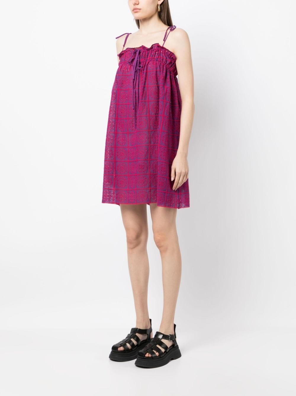 Broderie-Anglaise strap dress - 3