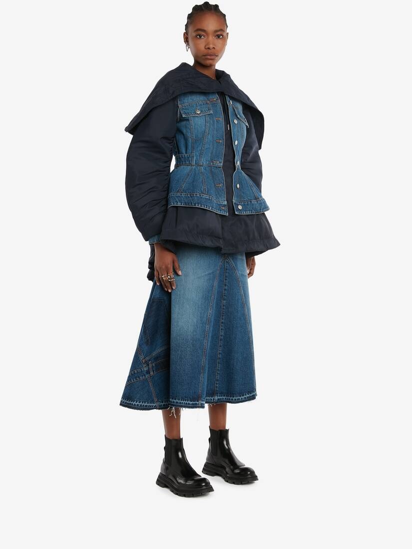 Parka Denim Jacket in Washed Blue - 3