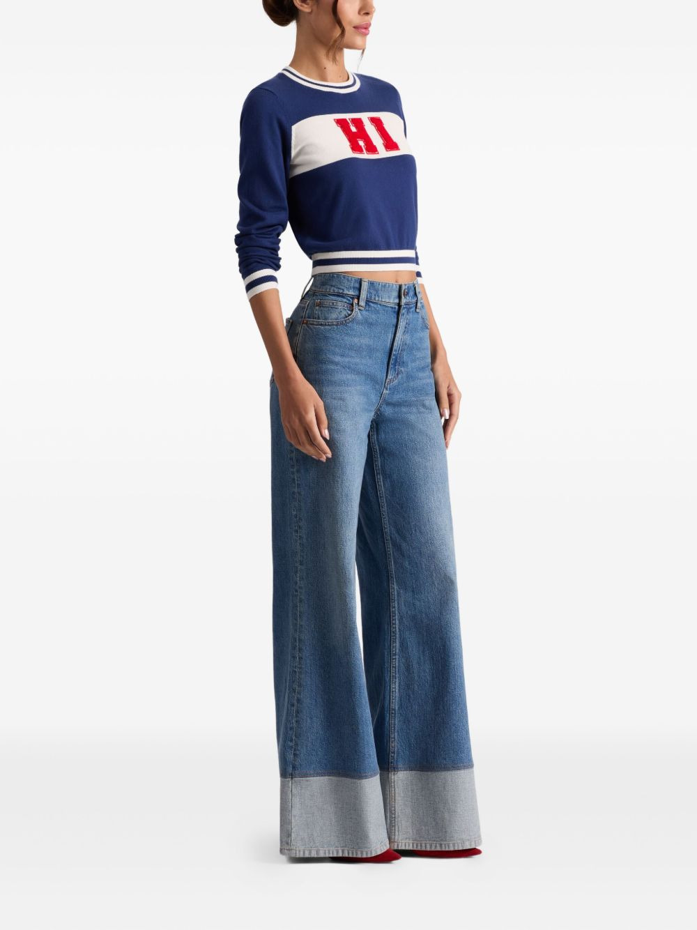 appliqué-lettering sweater - 3