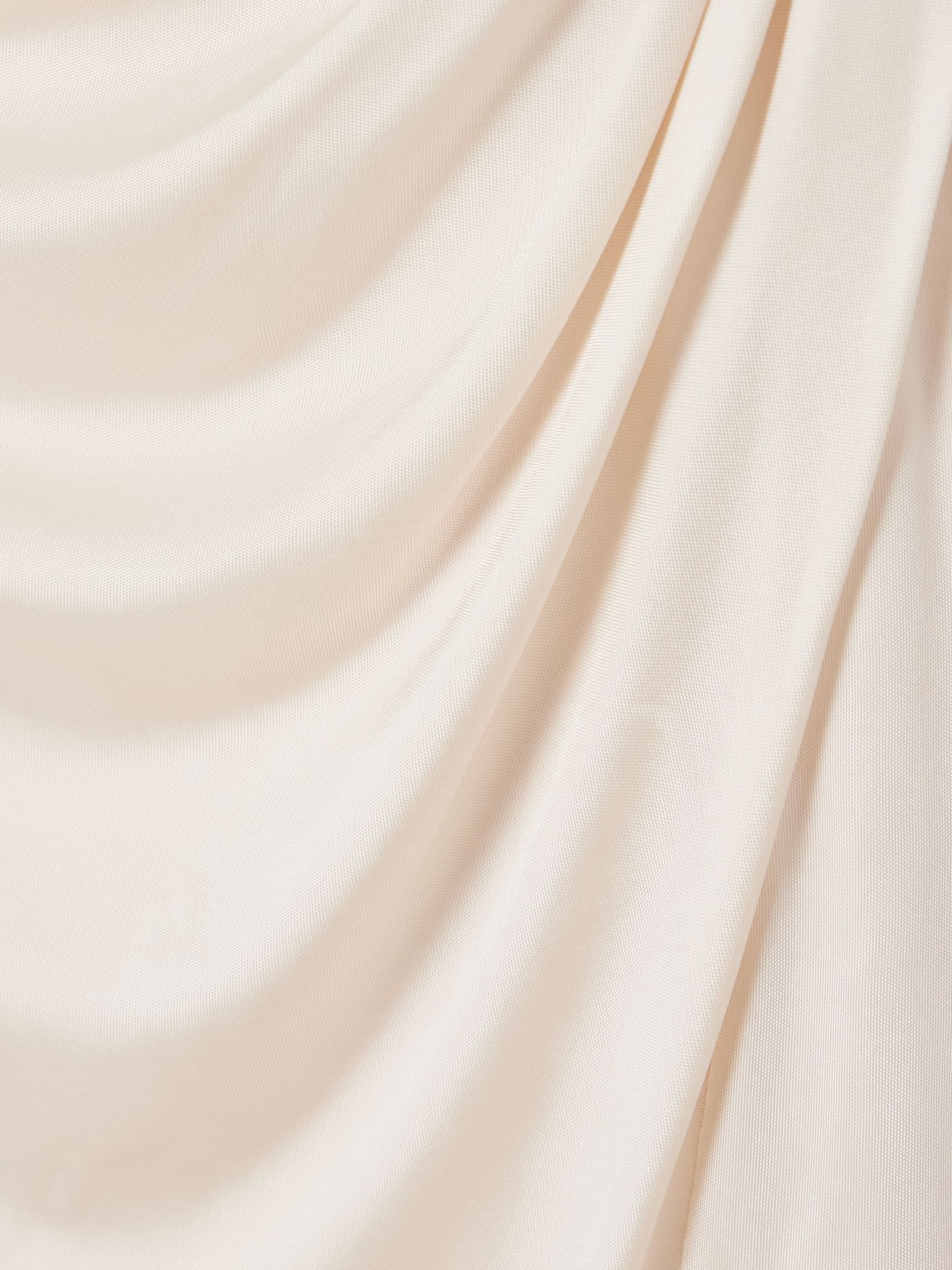 One-shoulder paneled ruched satin-jersey halterneck gown Off-white - 4