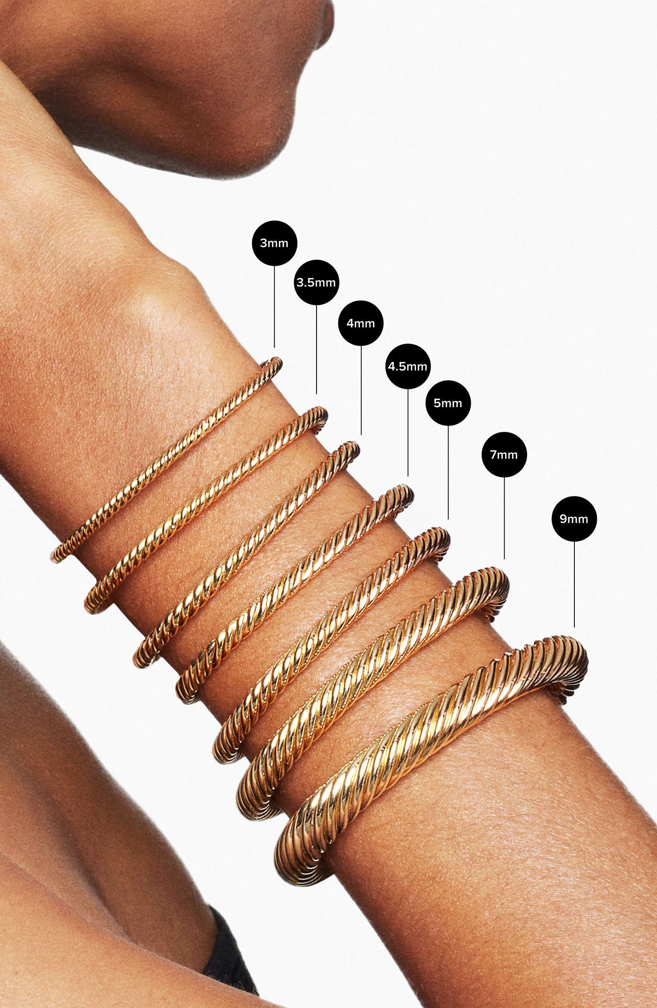 David Yurman Cablespira® Flex Bracelet in 18K Yellow Gold with Diamonds, 4mm at Nordstrom - 3