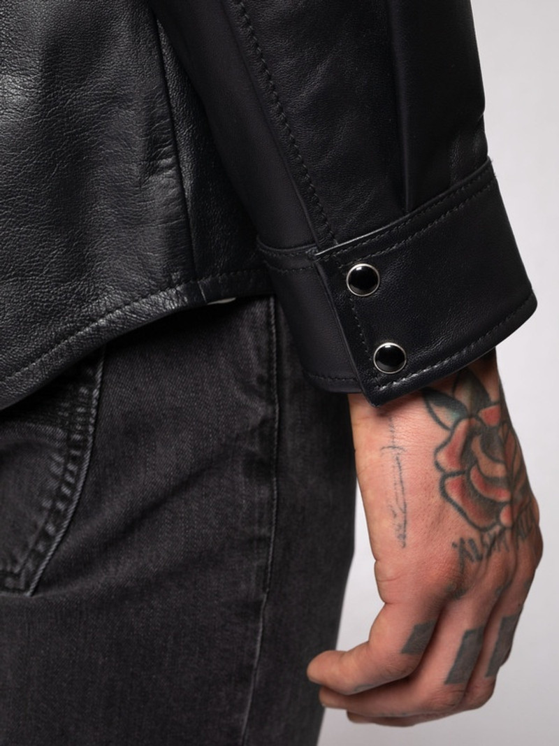 Hugo Leather Shirt Black 4