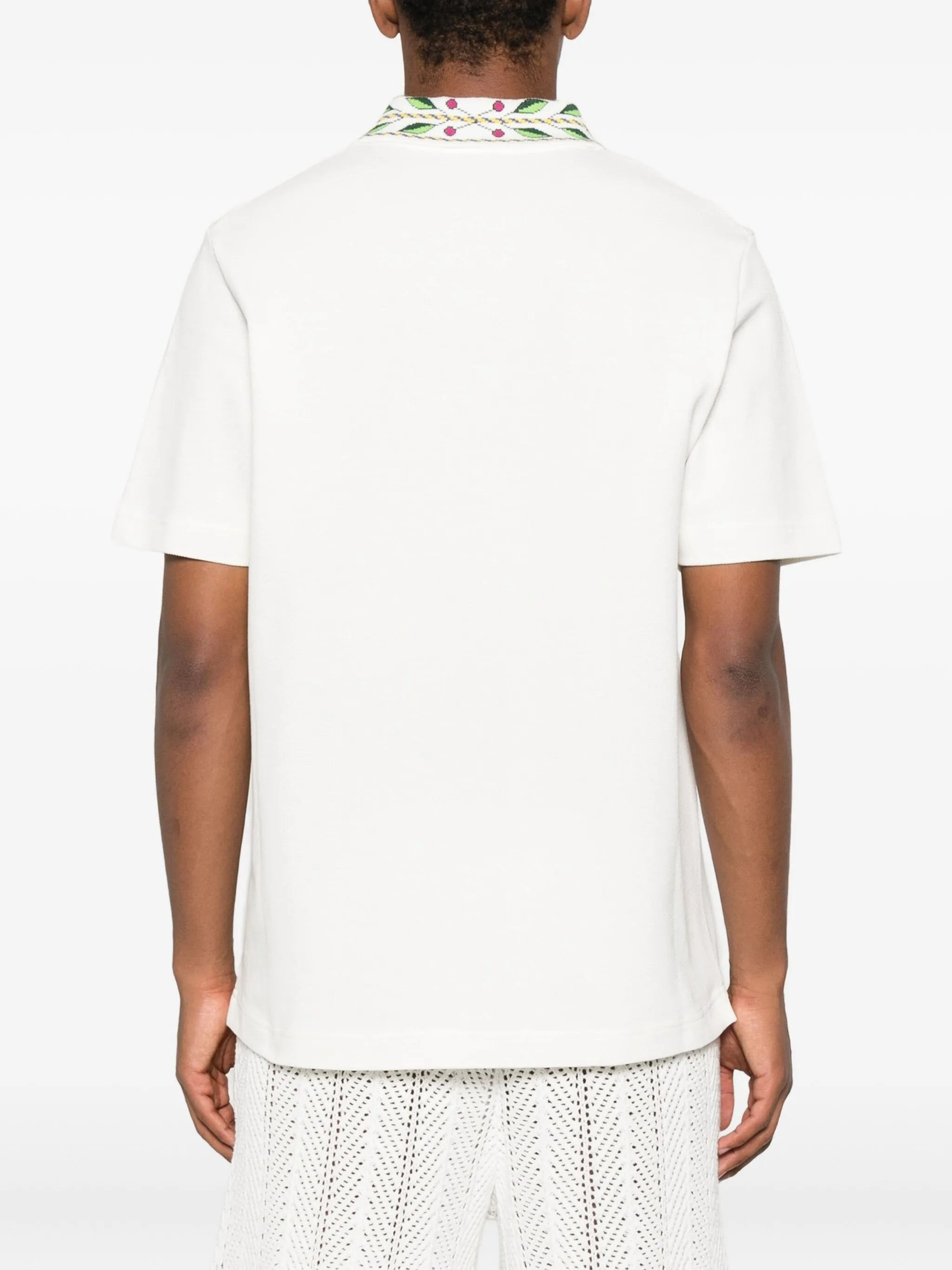 embroidered-collar polo shirt - 3