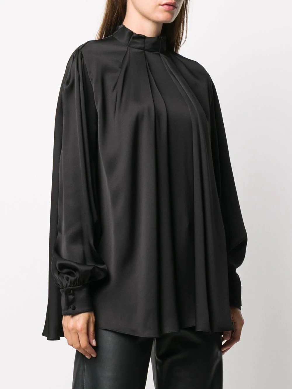 pleated silk blouse - 3