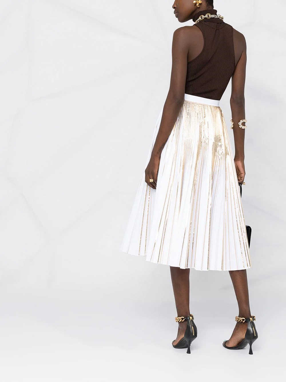 metallic-effect pleated skirt - 6