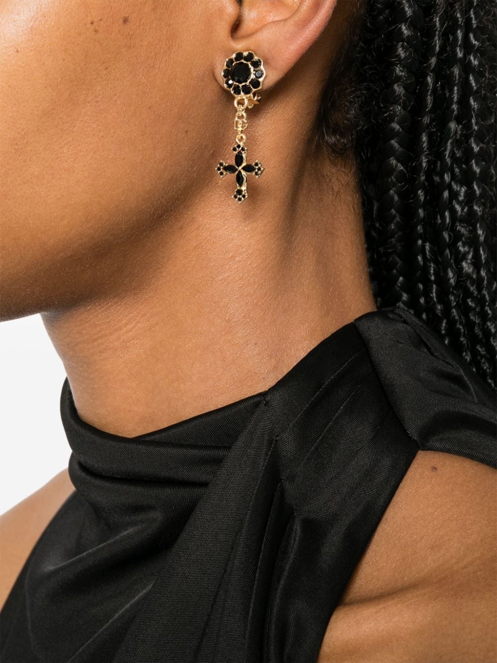 cross-charm drop earrings - 2